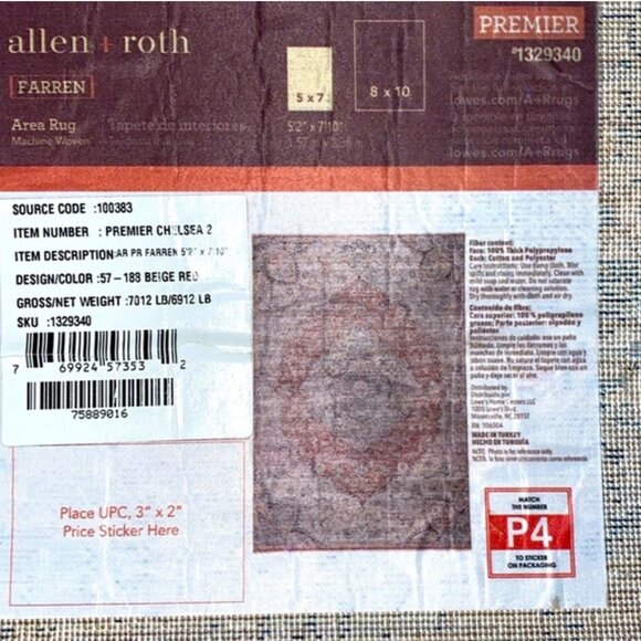 allen + roth Farren 5 X 7 (ft) Beige/Red Indoor Medallion Area Rug - Picture 6 of 7